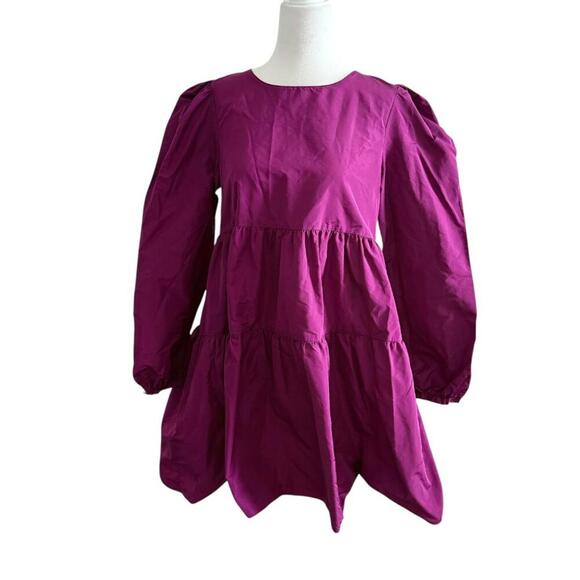 Zara Fuchsia Tiered/Babydoll Dress Medium Tafeta iconic bloggers favourite mini - Picture 3 of 12